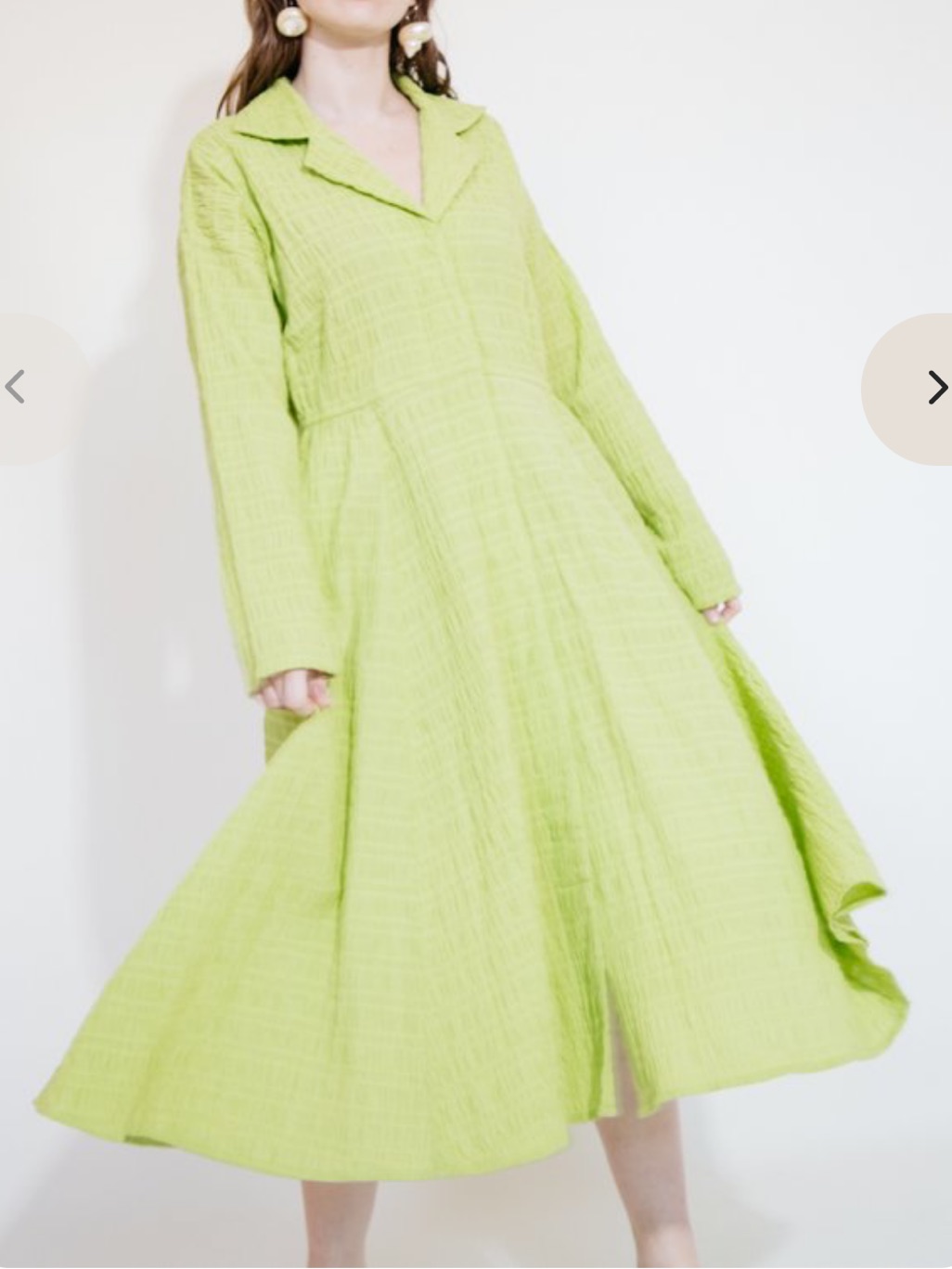 Nikki Chasin Reynolds Crinkle Collared Shirtdress Midi Dress Tan Butterscotch — image 7 of 8
